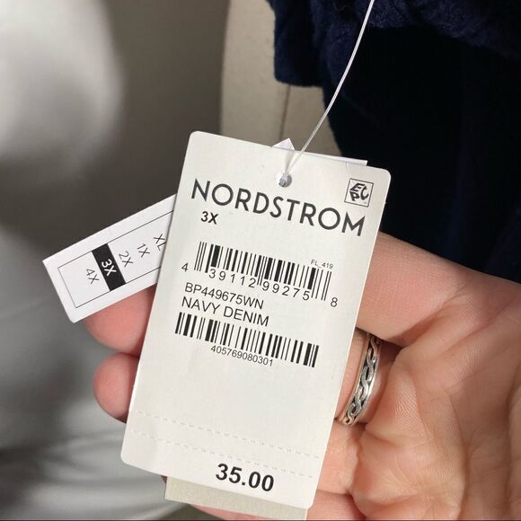 Bp Navy Blue Ribbed Hooded Cropped Long Sleeve Pullover - Picture 4 of 5